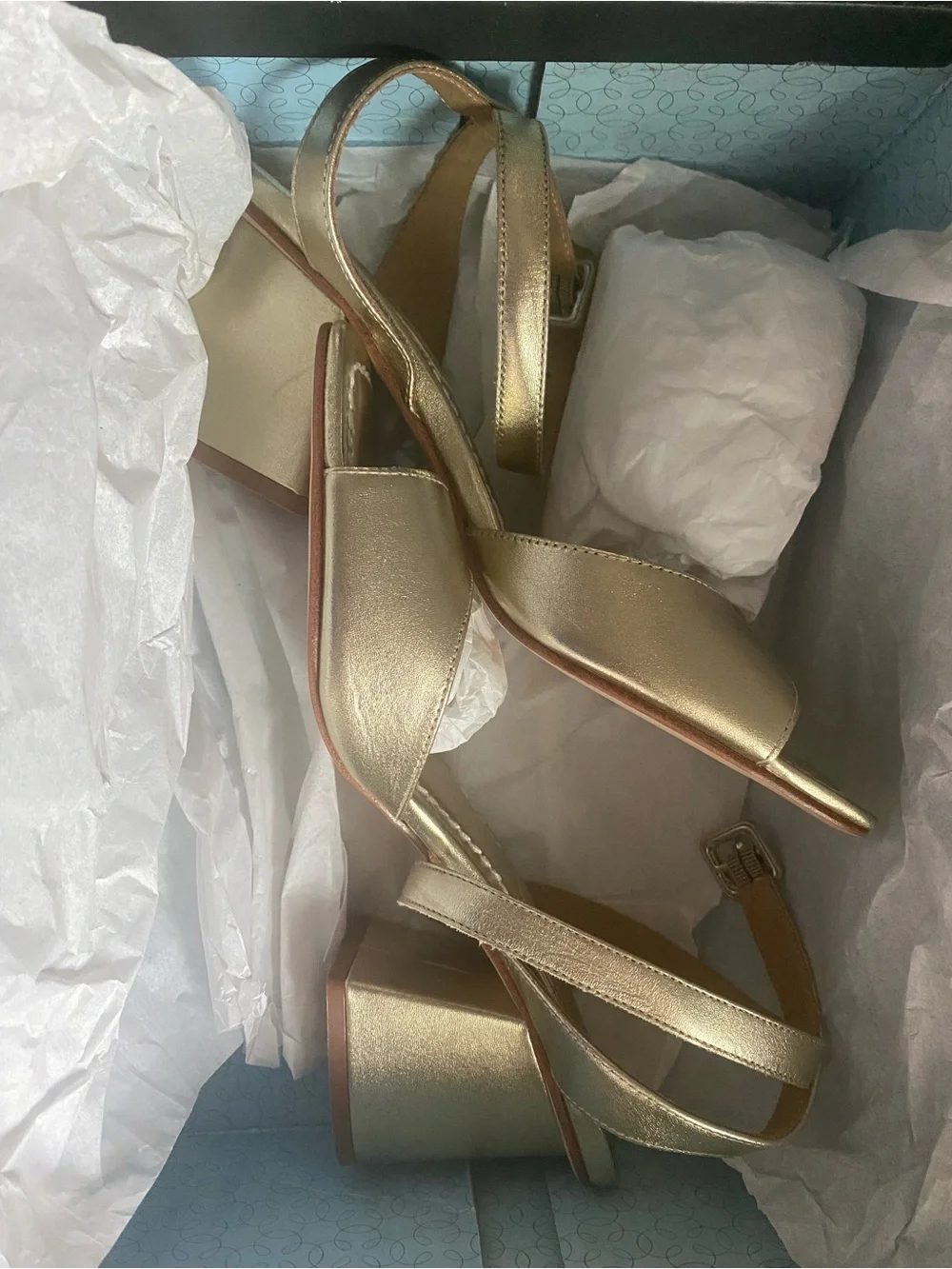 Bernardo Metallic Gold Strappy Block-Heel Sandals